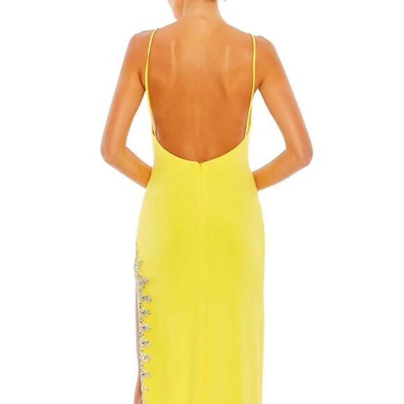 MAC DUGGAL Women’s Rhinestone Encrusted Side Slit Cami Bodycon Gown in Size 4 - Picture 6 of 12